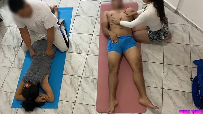 Couple massages the client asked me to ride on top of him and massage his cock next to my husband ntr