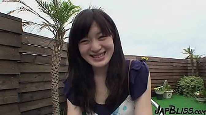 Shy Asian teen gets gangbanged on balcony