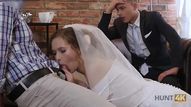 Cuckolded teen bride watches as cameraman pays for Czech couple's wedding