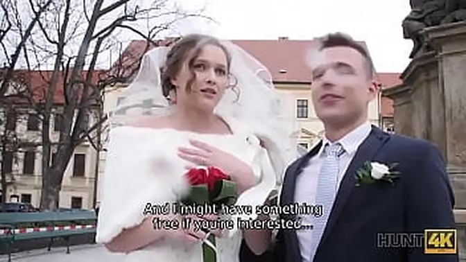 Cuckolded teen bride watches as cameraman pays for Czech couple's wedding