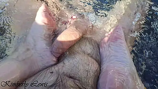 Amateur stepdad enjoys off on public jacuzzi footjob with stepsisters