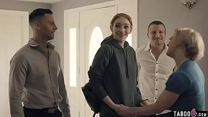 Family foursome goes taboo with teen and mature big tit mom