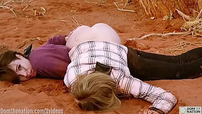 Wild outdoor BDSM: Blond takes filthy, rough anal while friend is used as a stool