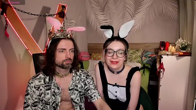 Skinny blonde beauty dances for her man in bedroom