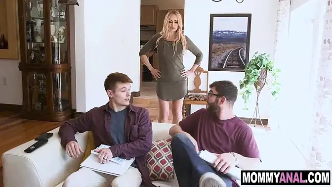 Blonde milf seduces stepson's friend with big cock