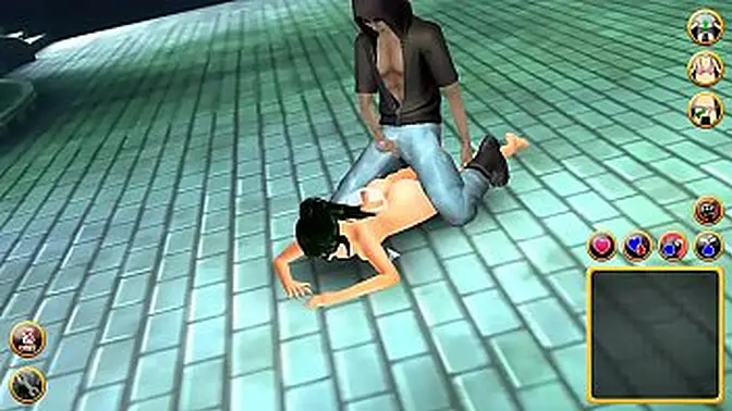 Guida gets a deepthroat from a hentai babe in game