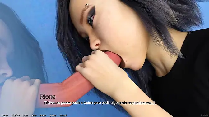 Teen student gives deepthroat blowjob