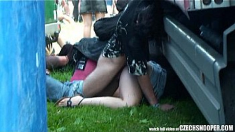 Naughty😈 festival freaks get sloppy at Czech concert - wild group sex