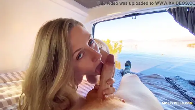 Super Cute Beach Slut Fucked in Van POV - Molly Pills - Cum all over my Ass then keep Fucking me !
