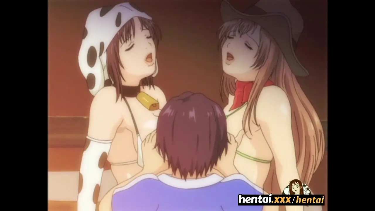 Young nerd gets lucky with big-titted babes in wild threesome