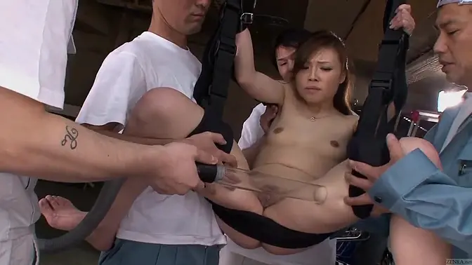 Shy Japanese teen's privates sucked by vacuum in bizarre fetish session