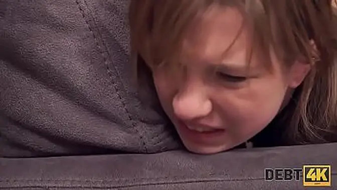 Debt collector fucks teen's shaved pussy