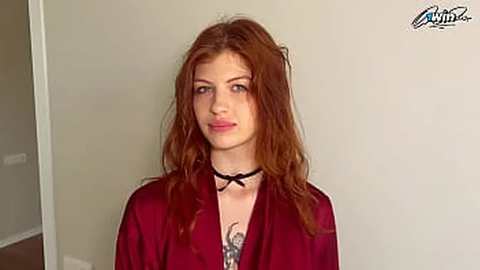 Innocent stepson's friend gets lucky in the kitchen with a redheaded Russian cutie