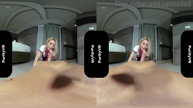 Sensual blonde milf Dominique rides and sucks big cock in her bedroom