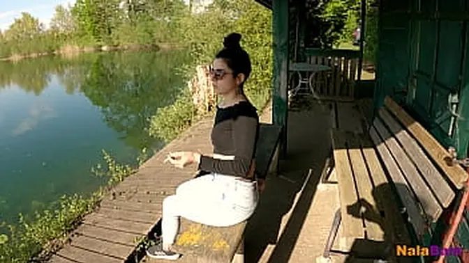 Latina GF shows off her natural ass outdoors