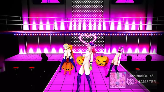 Public outdoor 3D cartoon dance turns into a sexy fap session