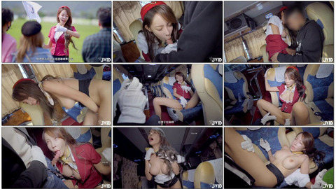 Bus-bound buxom beauties bare massive cleavage for raunchy raw sex