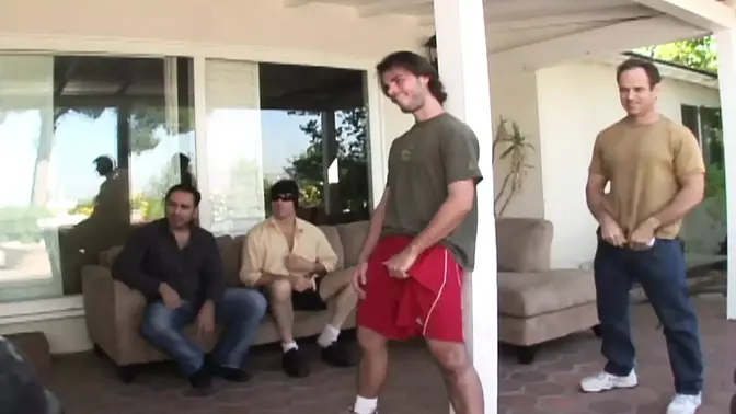 Gangbanged by multiple men - German slut takes hard cock