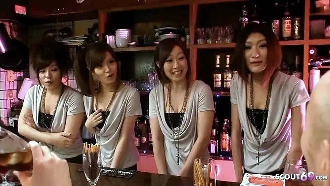 Asian teens enjoy deep anal fuck in swinging club orgy