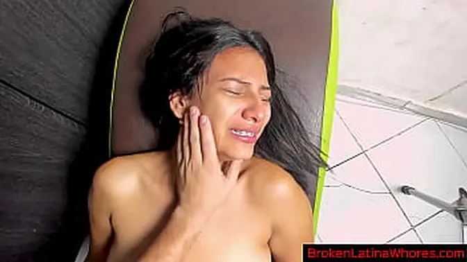 Innocent Latina brunette takes brutal anal and gets broken by painful fucking