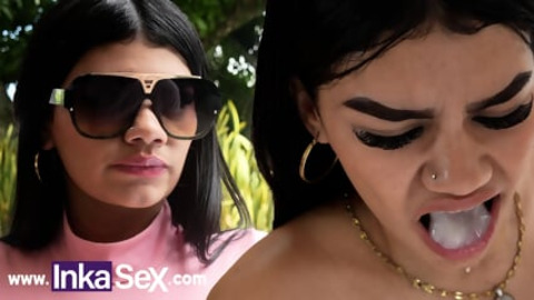 Colombian teen's reluctant blowjobs culminate in gagging on bitter cum