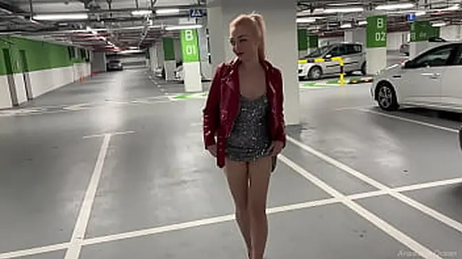 Hot wife flashes her shaved pussy in public