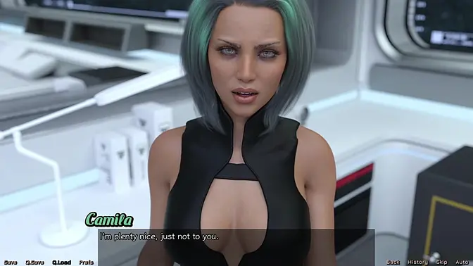 Busty alien babe dominates in space - animated 3D gameplay