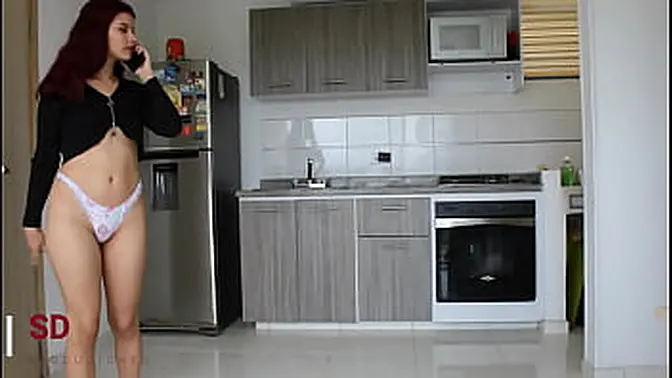 Young stepsister deepthroats big cock while on the phone with her hubby