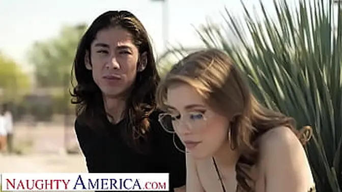 Petite blonde Fiona Sprouts deepthroats and rides big dick