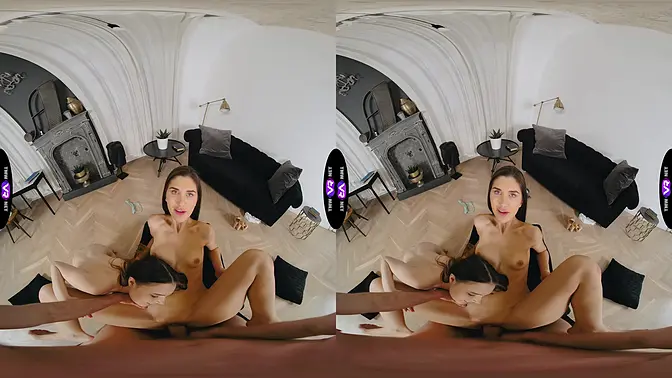 Busty brunette and petite blonde please muscular guy