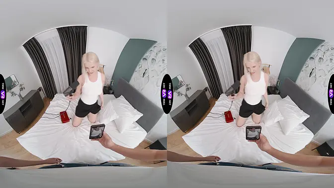 Naughty girl tries on huge cock