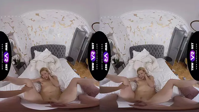 Busty blonde saves the day with a wild blowjob