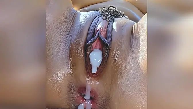 Dripping creampie in mature pussy and gaping anal slut