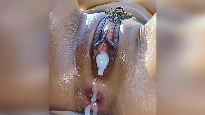 Dripping creampie in mature pussy and gaping anal slut