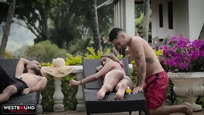 Vicky Wyne's outdoor threesome with husband and his friend