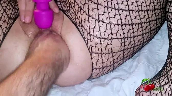 Stepson teases busty MILF with toys while she plays with herself