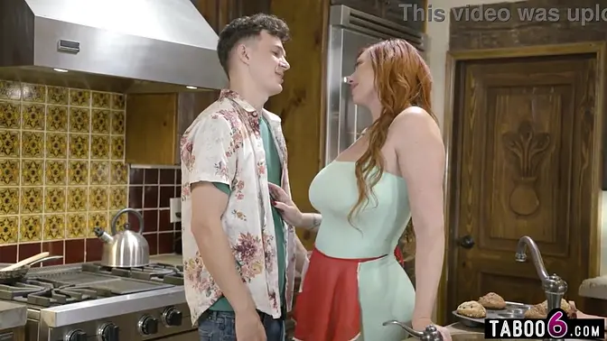 Step mom with big tits and ass had a lust for a young guy who was her step sons buddy