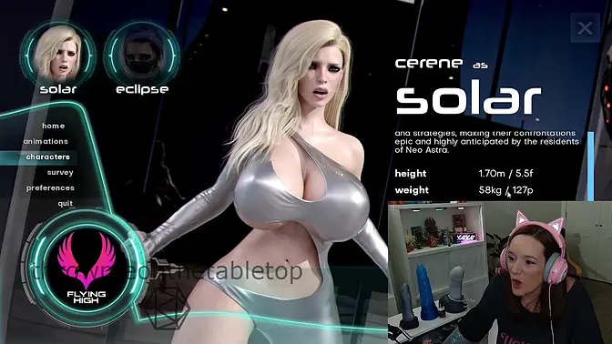 Hot MILF gamer receives her ass fucked in flying futa porn game