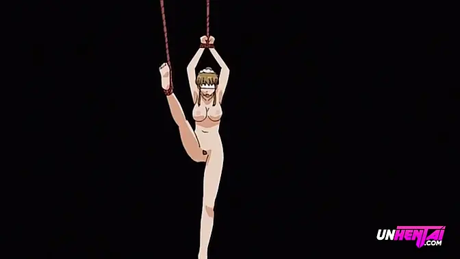 Bound and helpless Japanese maid takes railed hard and cums