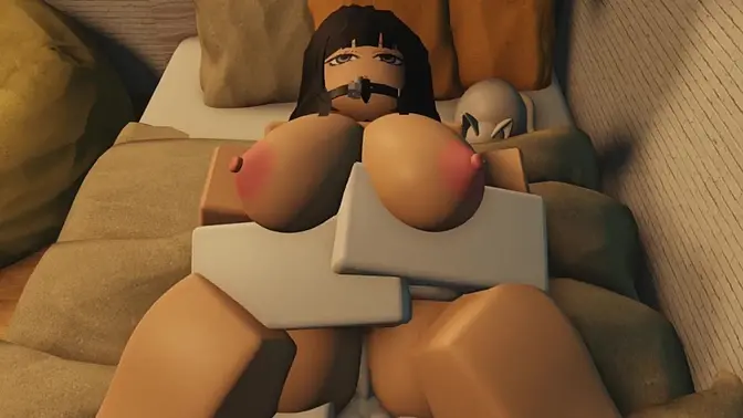 Teenage girl has her ass fucked in a Roblox condo