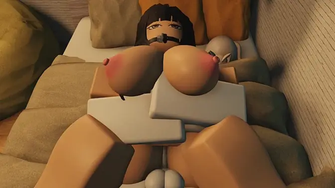 Teenage girl has her ass fucked in a Roblox condo