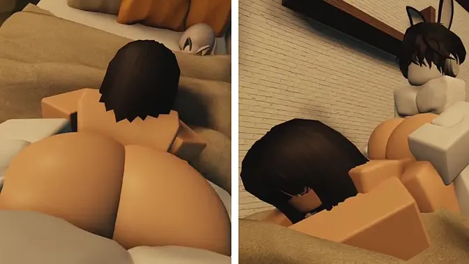 Teenage girl has her ass fucked in a Roblox condo