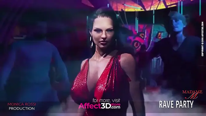 Futanari with big tits fucks futa in 3D disco animation
