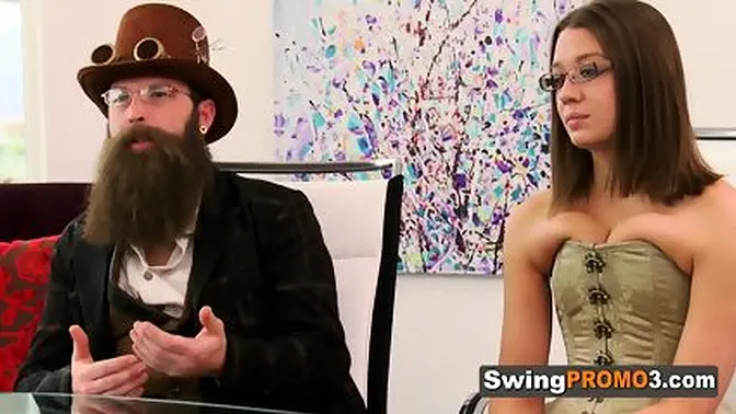 Steamy pre-party moments for the swinging couple