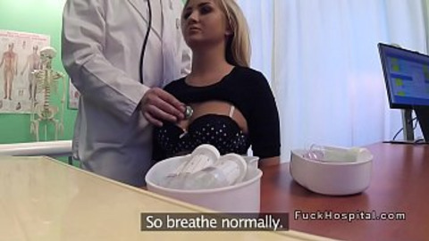 Blonde doc gets pounded by gorgeous patient in sordid office romp