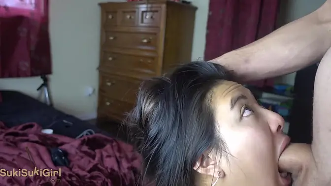 Chinese wife gets deepthroat facefucked by her black lover