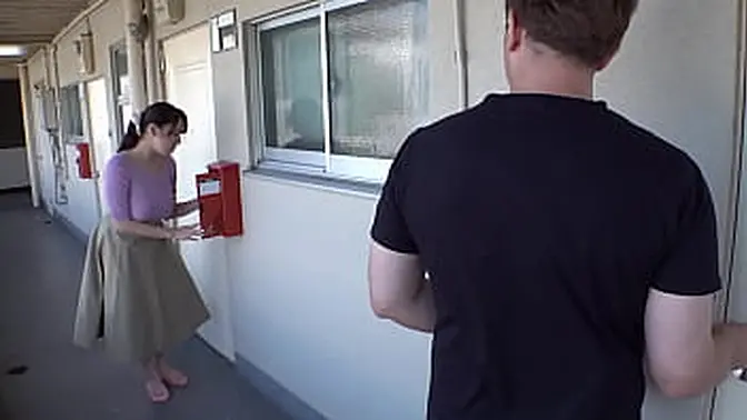 Hot Japanese wife fucks neighbor's busty slut on veranda