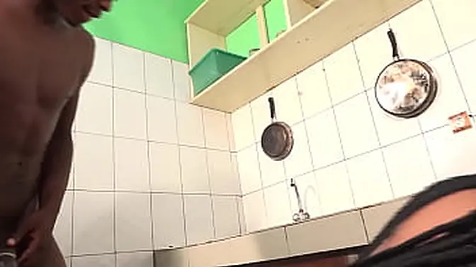 Sexy MILF neighbor sucks huge black cock in public