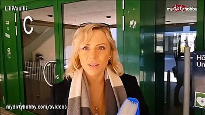 German teen blonde with big boobs enjoys picked up and fucked in the car