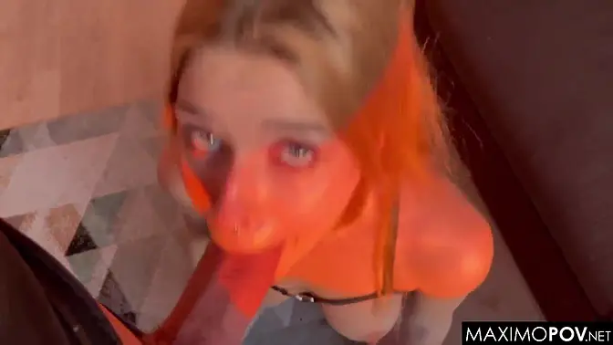 Teen Goddess deepthroats huge cock